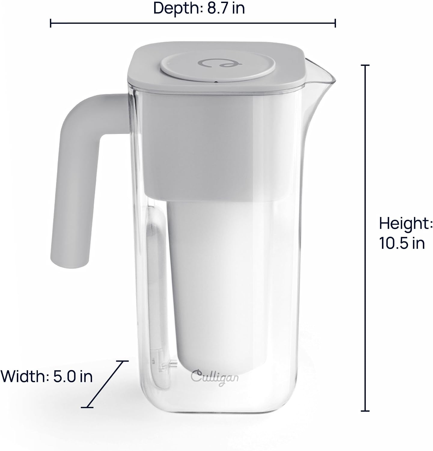 Culligan with ZeroWater Technology 8-Cup Water Filter Pitcher – Includes 5-Stage Advanced Water Filter, IAPMO Certified to Reduce Lead, Total PFAS (Forever Chemicals), Mercury, Fluoride, and Chlorine